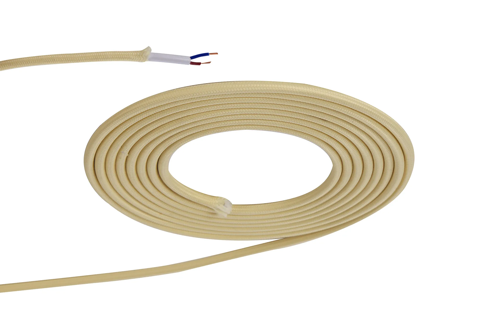 D0524  Cavo 1m Beige Braided 2 Core 0.75mm Cable